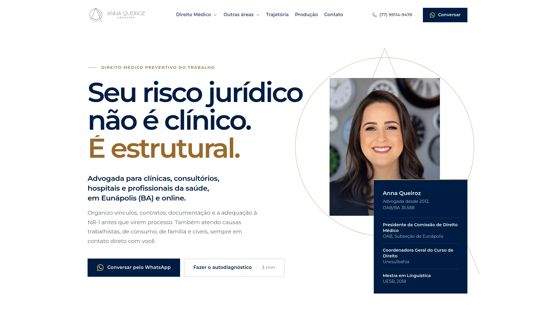 Screenshot do site Anna Queiroz Advocacia